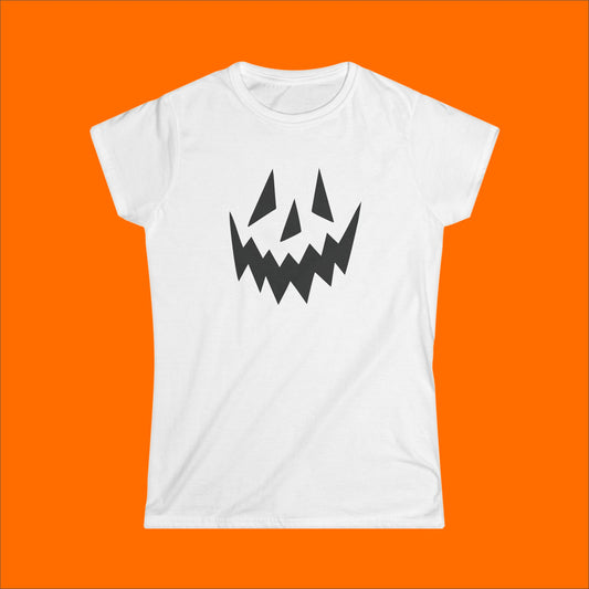 Spooky Pumpkin Face Simply Halloween Women's Softstyle Tee