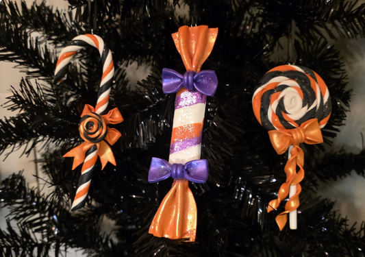 6.5" Halloween Candy Trio - Collectible Ornament Set - Handmade