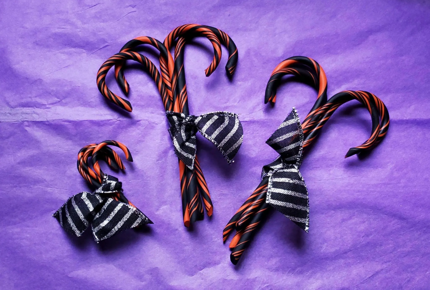 Handmade Halloween Candy Cane Ornaments