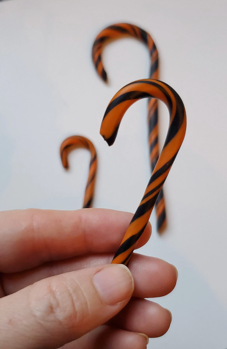 Handmade Halloween Candy Cane Ornaments