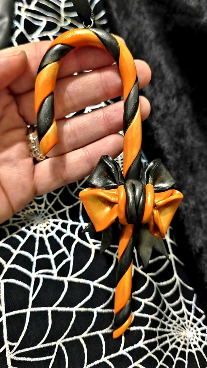 Gothic Candy Canes - Handmade Halloween Collectible Ornaments