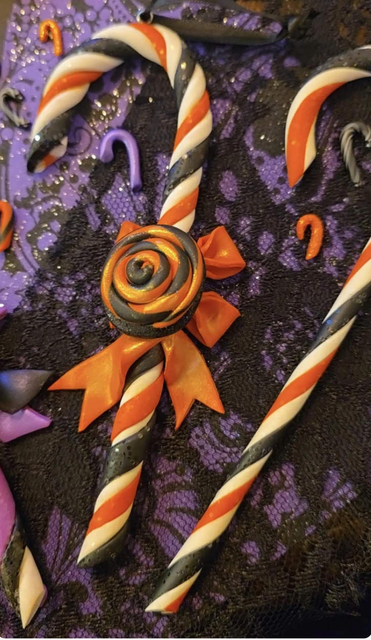 Gothic Candy Canes - Handmade Halloween Collectible Ornaments