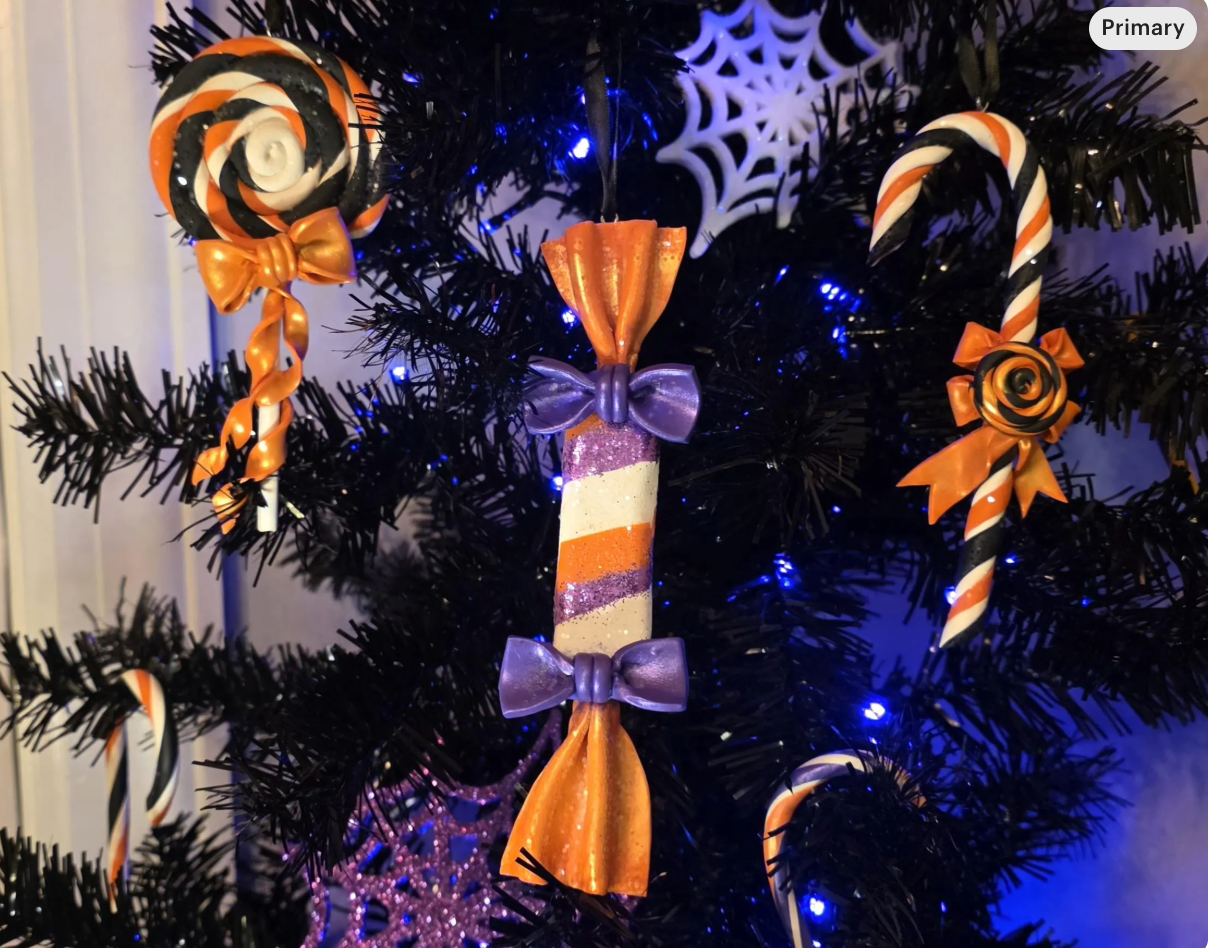 6.5" Halloween Candy Trio - Collectible Ornament Set - Handmade